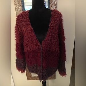 Fun vintage hand knitted Rosanna Cardigan multicolor sweater size small